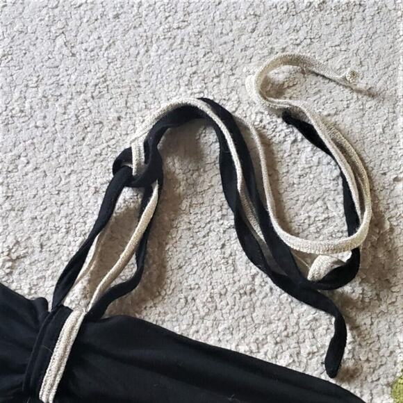 Golddigga Women's Sleeveless Halter Neck Tie Top - Black & Gold Tone - Size 16 - Picture 3 of 4